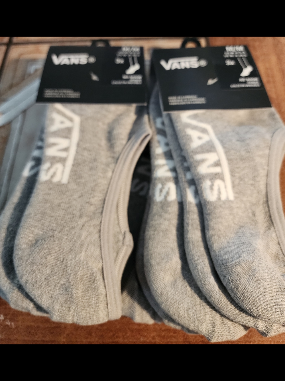 Vans Men's Grey No-Show Socks - 2 Packs Of 3 Each NEW